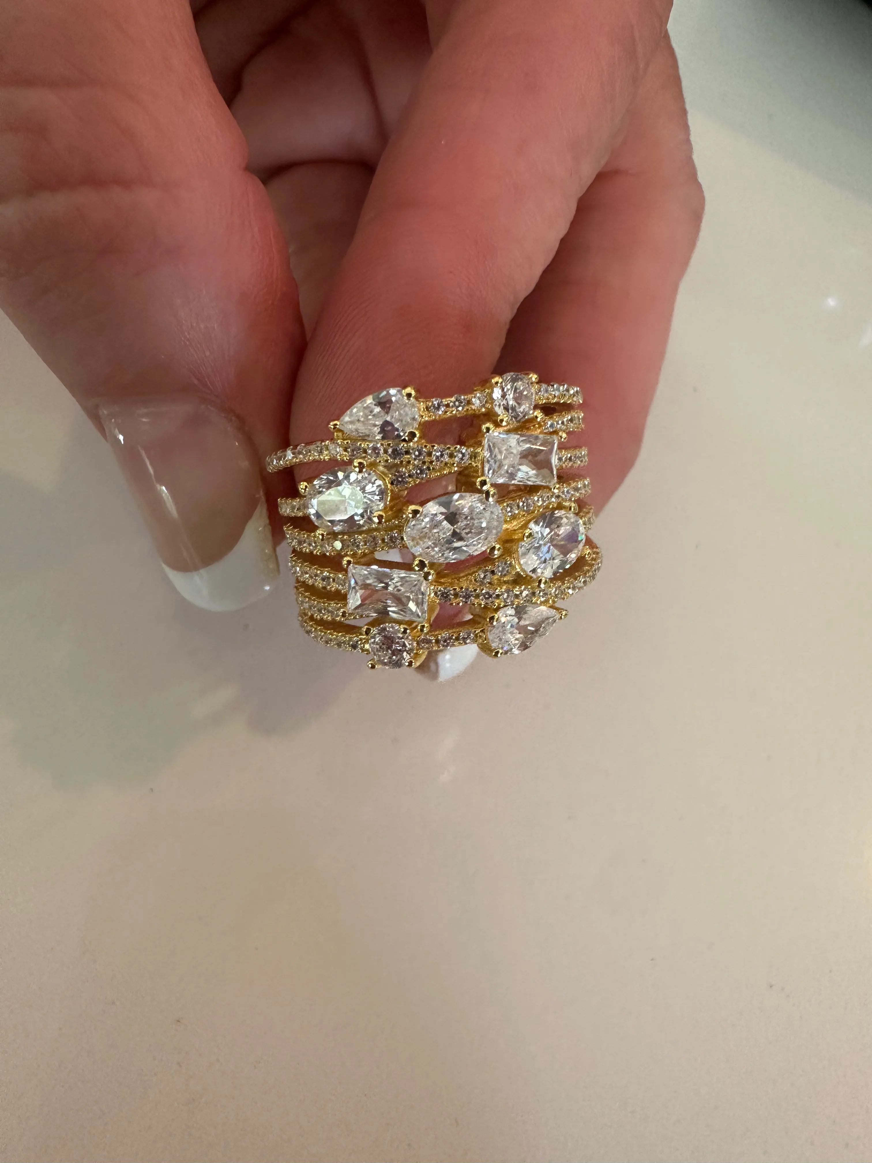 Multi Strand Ring with CZ Stone