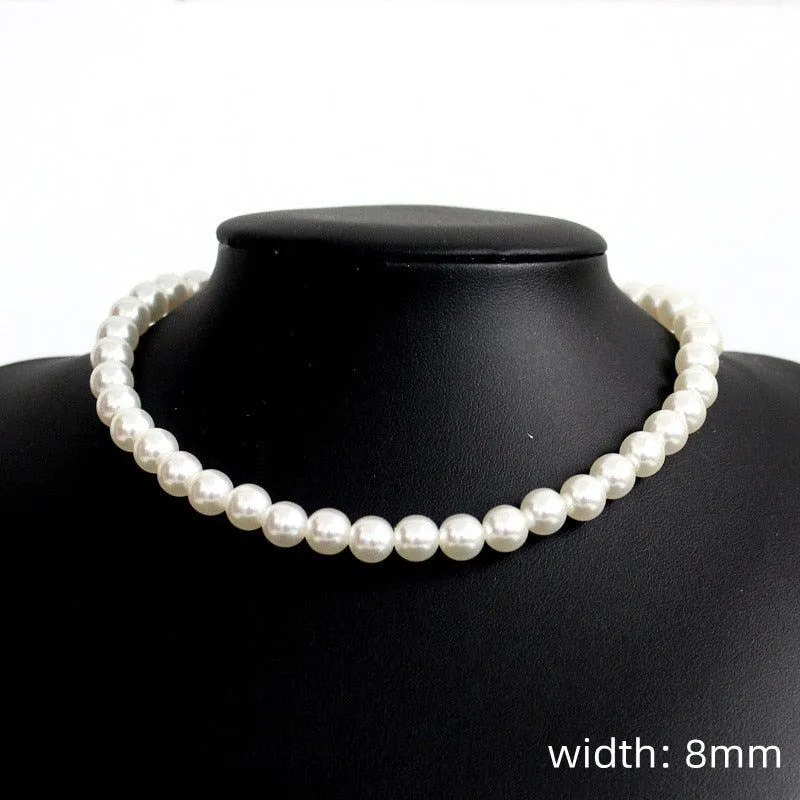 New Trendy Imitation Pearl Necklace Men Women