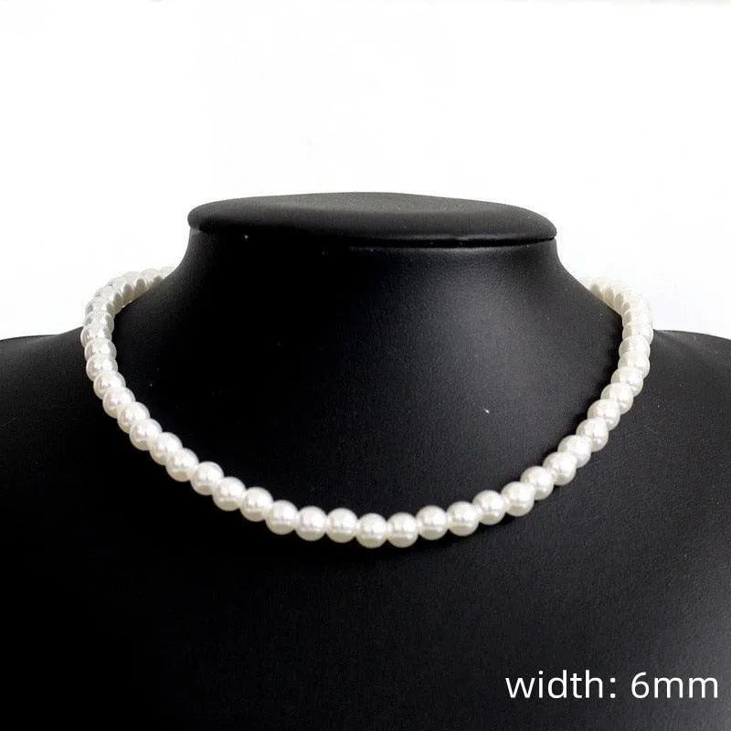New Trendy Imitation Pearl Necklace Men Women