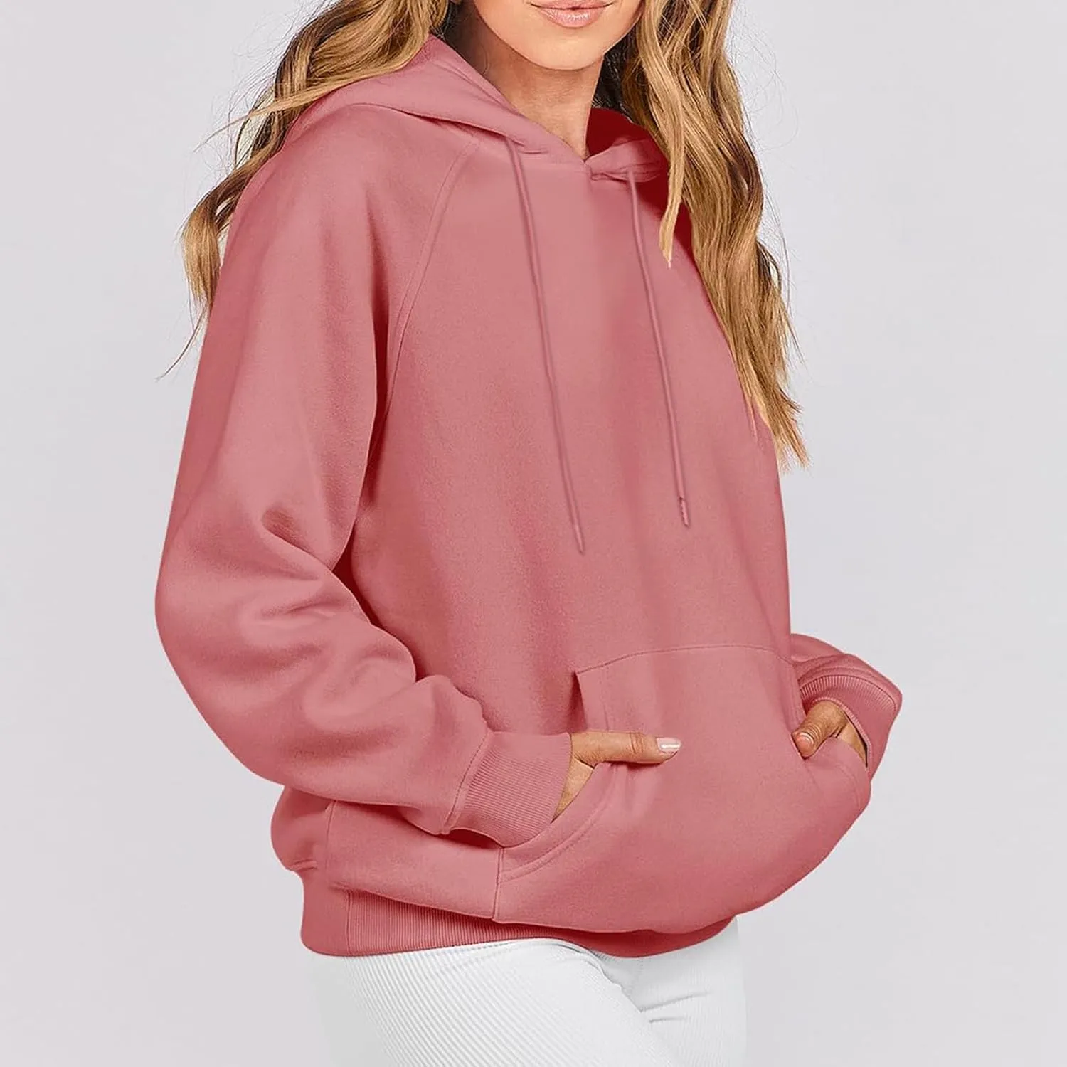 oiangi Womens Oversized Hoodies Fleece Sweatshirts Fall Fashion Long Sleeve Drawstring Pullover Comfy Casual Sweater Pockets