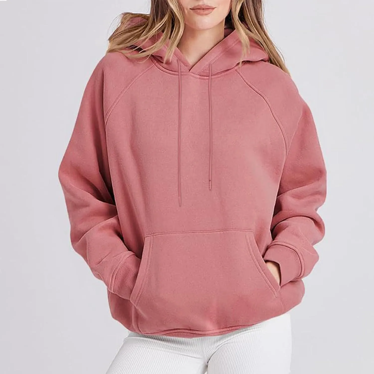 oiangi Womens Oversized Hoodies Fleece Sweatshirts Fall Fashion Long Sleeve Drawstring Pullover Comfy Casual Sweater Pockets