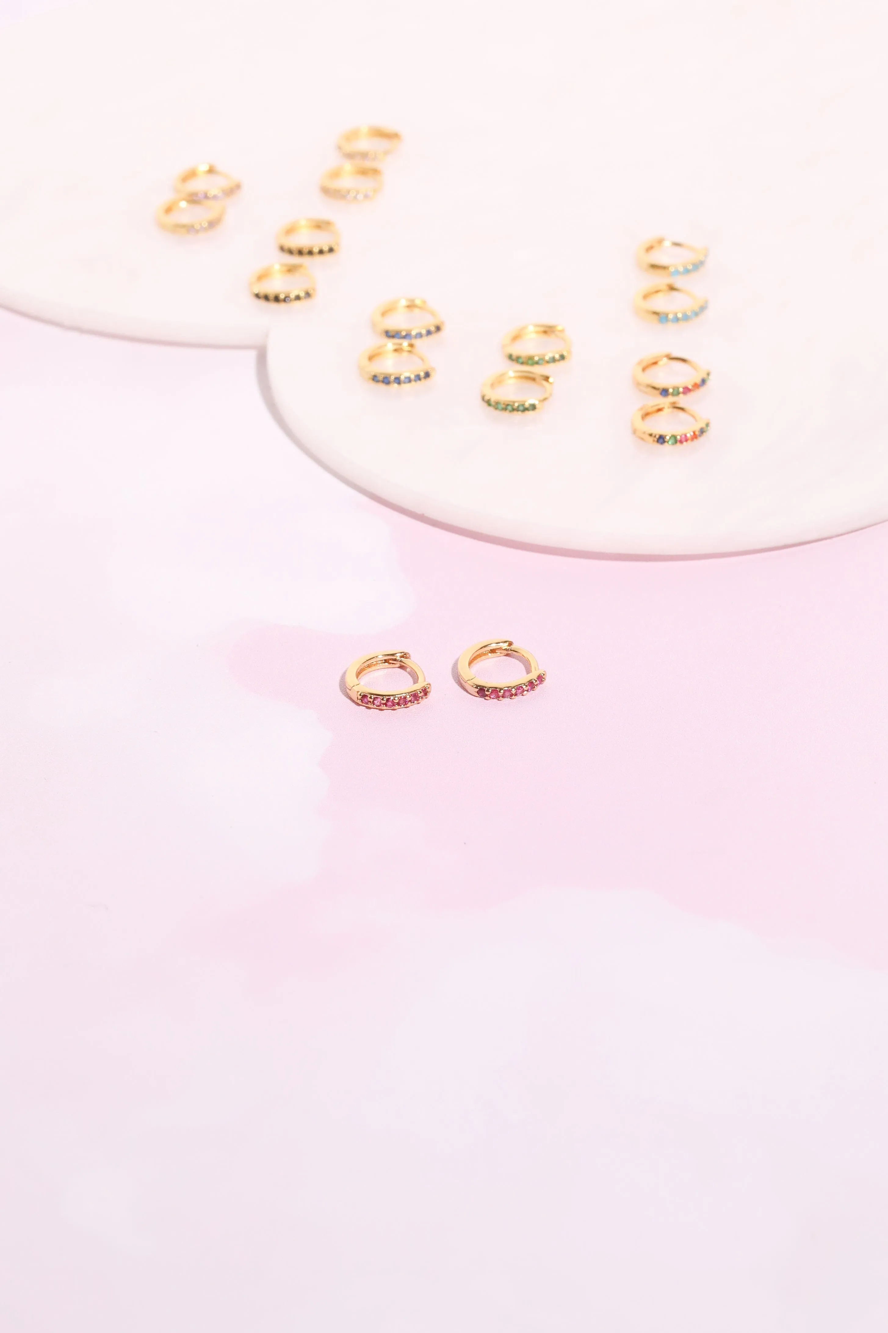 Olivia Crystal Sterling Silver Huggie Earrings