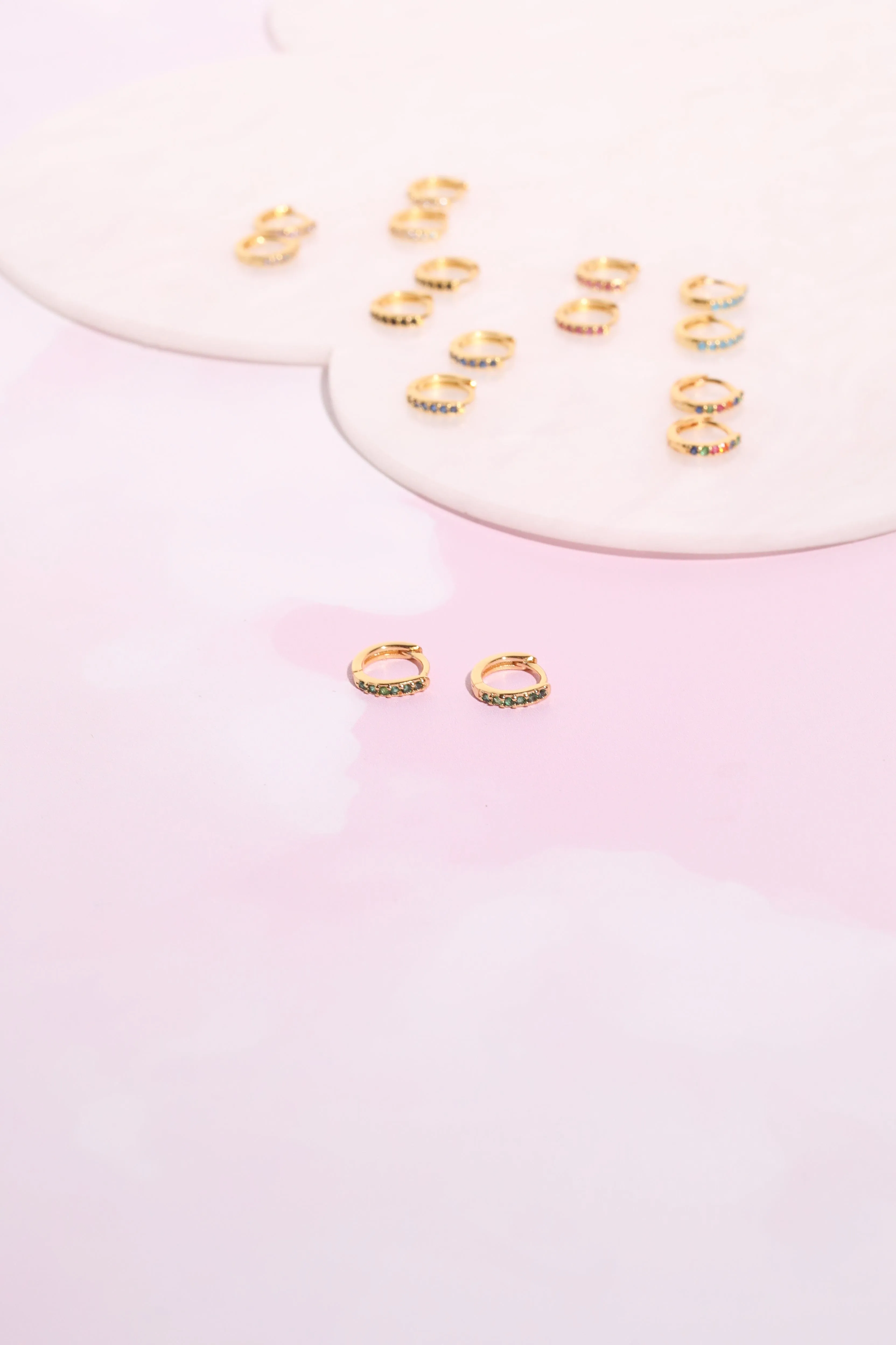 Olivia Crystal Sterling Silver Huggie Earrings