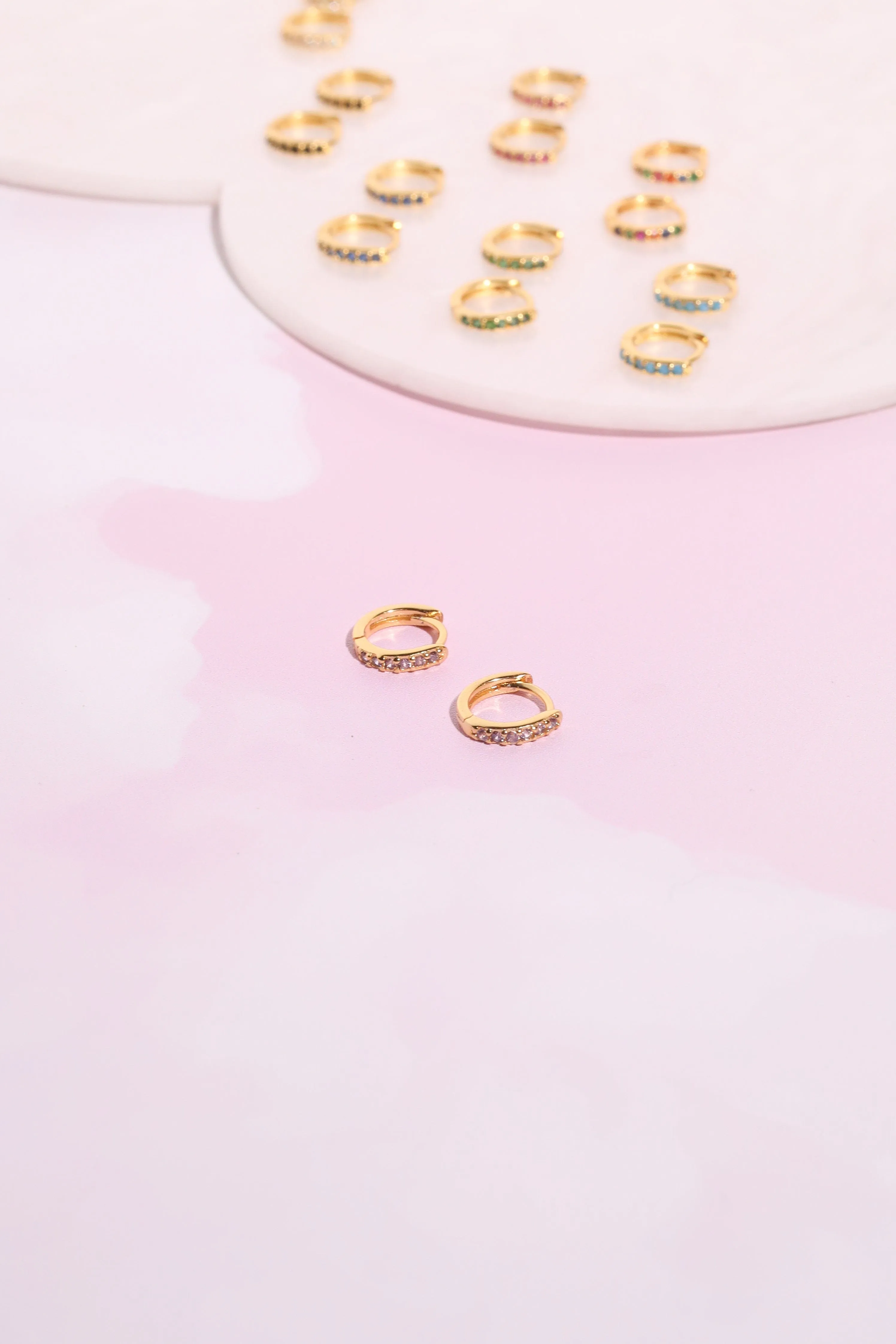 Olivia Crystal Sterling Silver Huggie Earrings