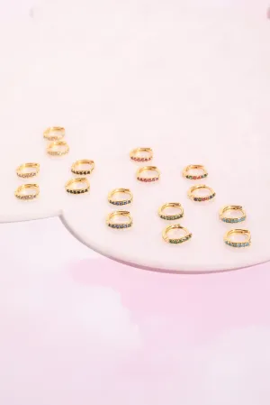 Olivia Crystal Sterling Silver Huggie Earrings
