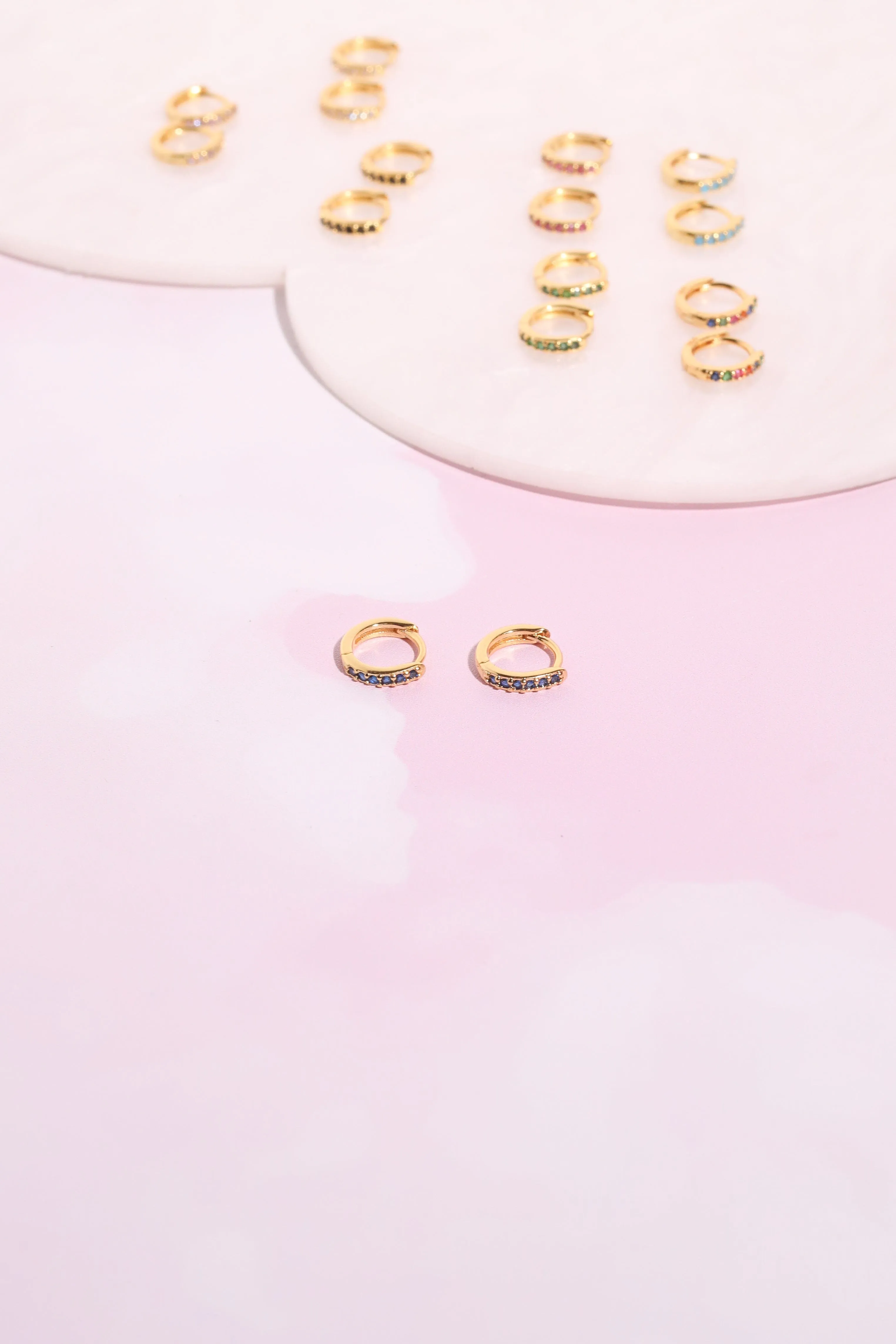 Olivia Crystal Sterling Silver Huggie Earrings