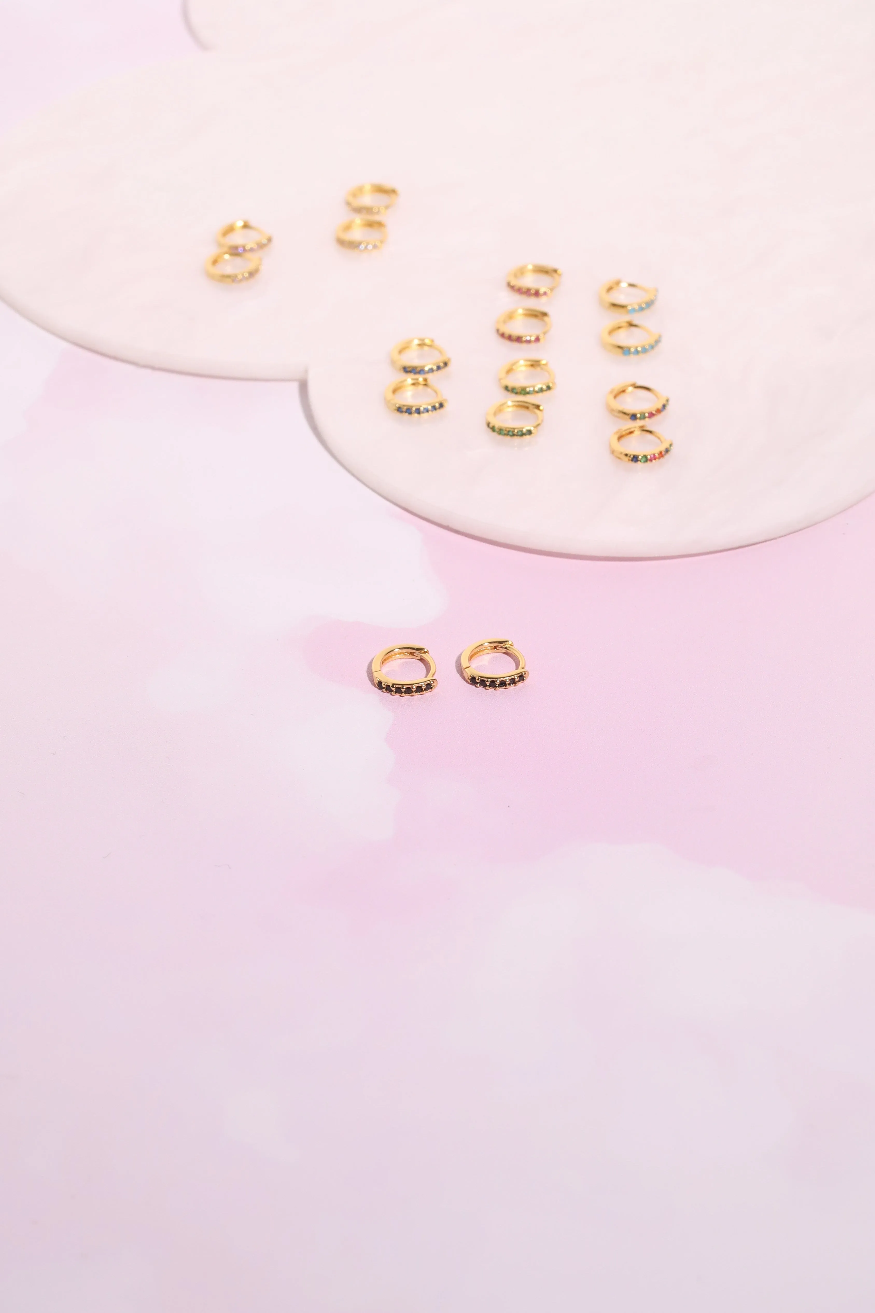 Olivia Crystal Sterling Silver Huggie Earrings