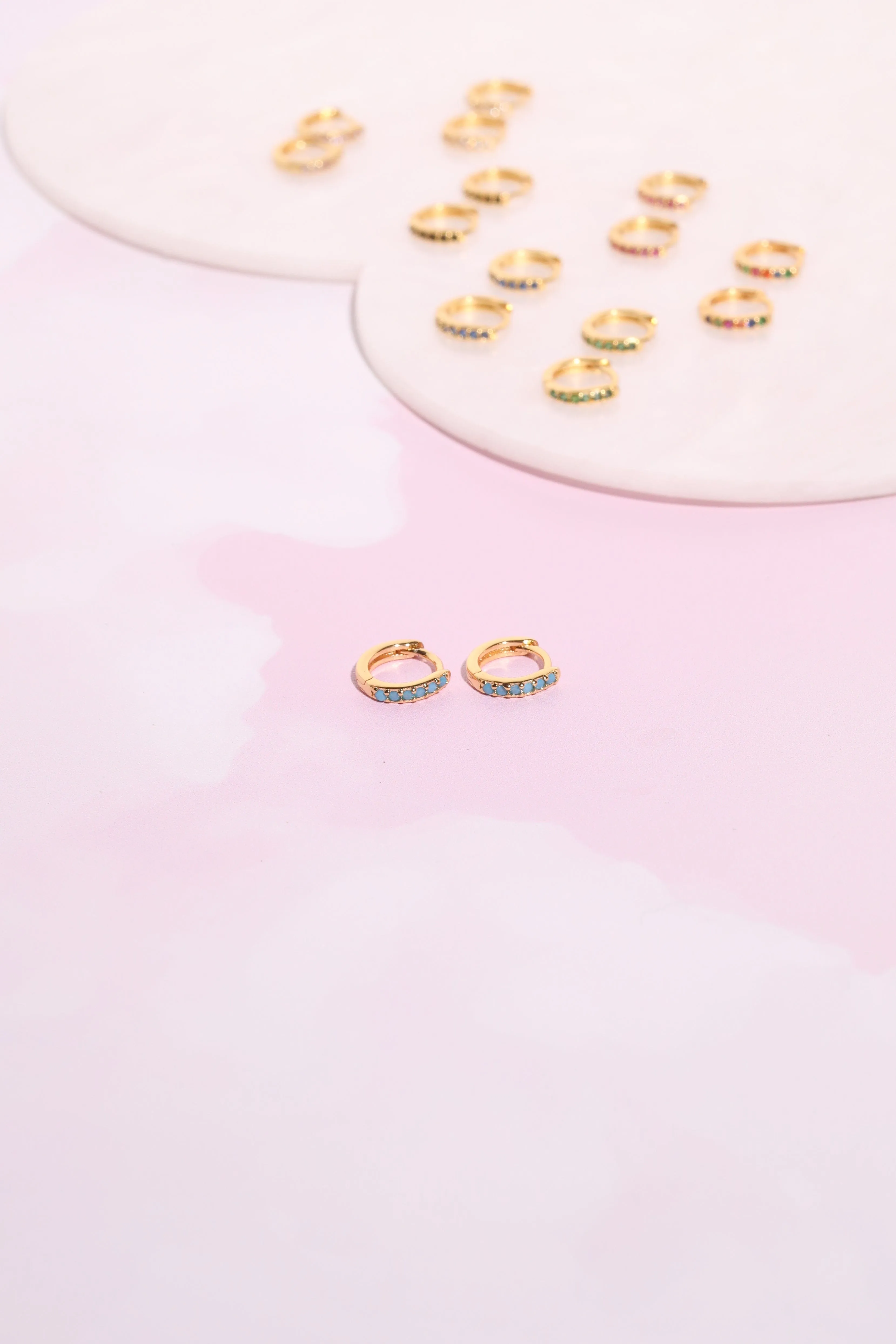 Olivia Crystal Sterling Silver Huggie Earrings