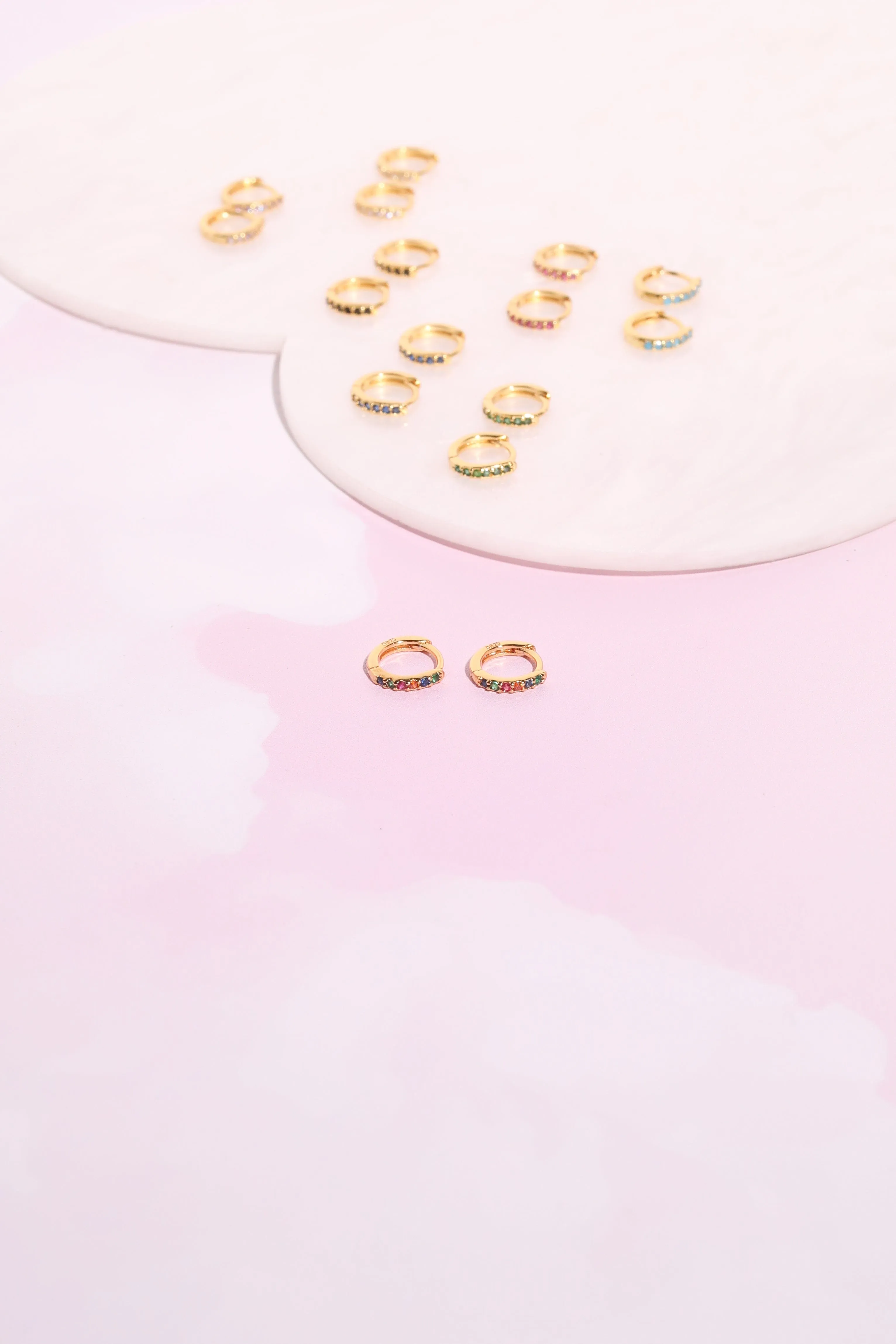 Olivia Crystal Sterling Silver Huggie Earrings