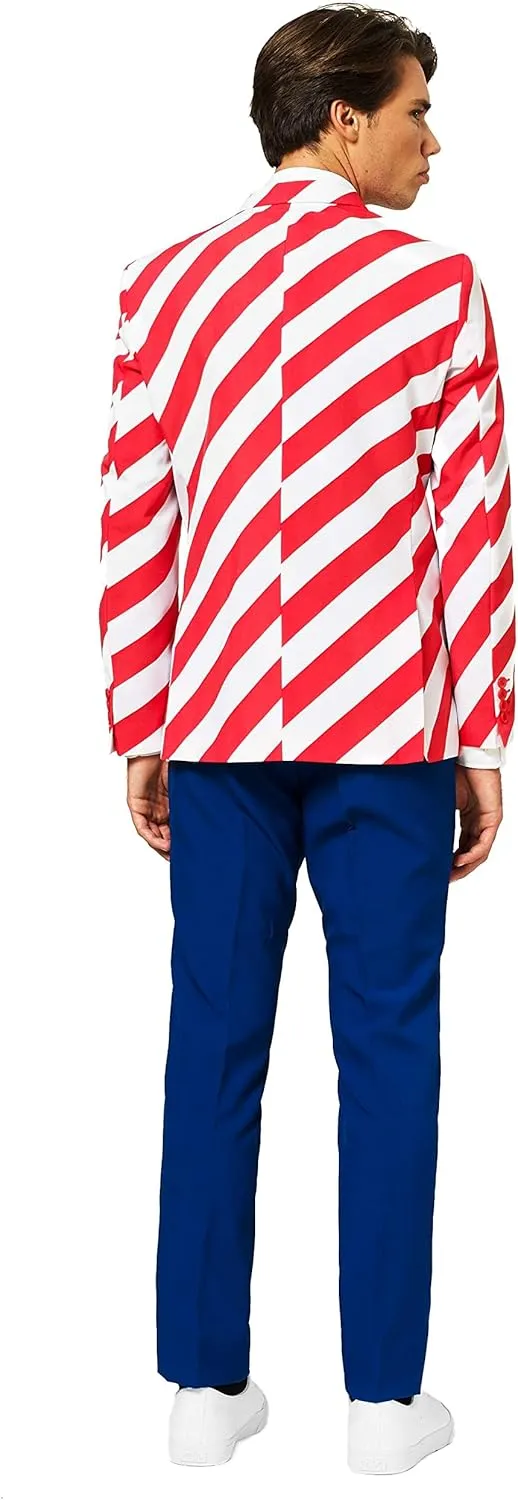 OppoSuits Men American Flag Suit - USA Outfit for the 4th of July with Red White and Blue Jacket, Pants and Tie