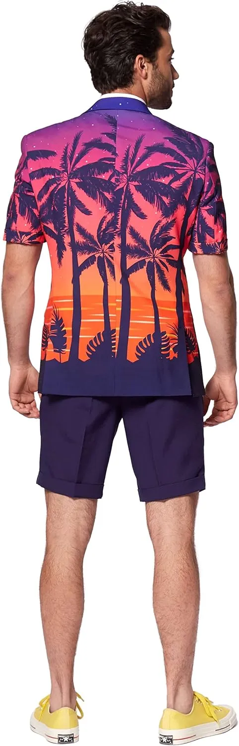 Opposuits Men's Summer Suit Outfit - Slim Fit - Includes Short Sleeved Blazer - Shorts and Tie