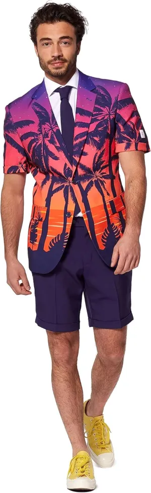 Opposuits Men's Summer Suit Outfit - Slim Fit - Includes Short Sleeved Blazer - Shorts and Tie