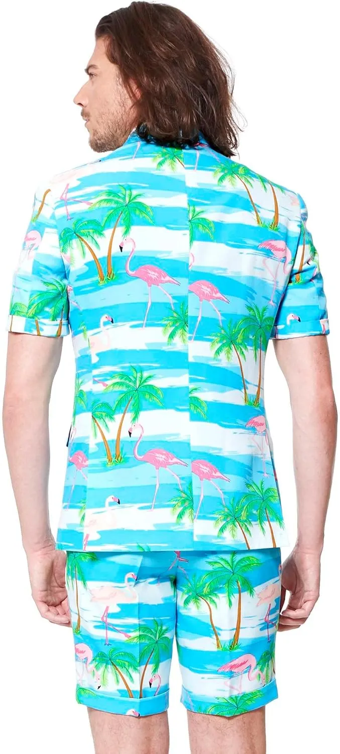 Opposuits Men's Summer Suit Outfit - Slim Fit - Includes Short Sleeved Blazer - Shorts and Tie