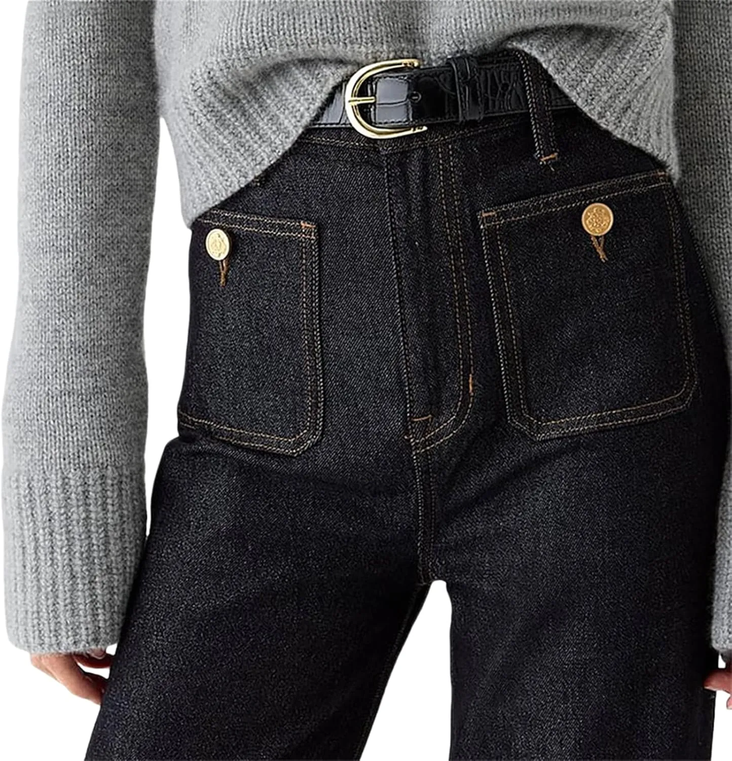 Oprah's Favorite Jeans, Tummy Control Sailor Wide Leg Trouser, High Waisted Cropped Denim Pants, Jeans for Women Trendy