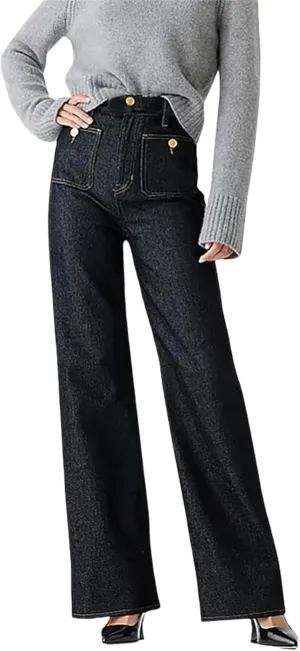 Oprah's Favorite Jeans, Tummy Control Sailor Wide Leg Trouser, High Waisted Cropped Denim Pants, Jeans for Women Trendy