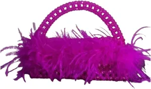 Ostrich Feather Beaded Purse for Women Shiny Evening Clutch Trendy Tote Gorgeous Handbags for Vacation Feast Party Wedding