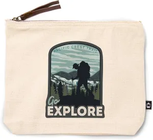 Pacific Crest Trail, Go Explore, Backpacker, 100% Cotton Zipper Pouch, Travel Accessory, Go Bag