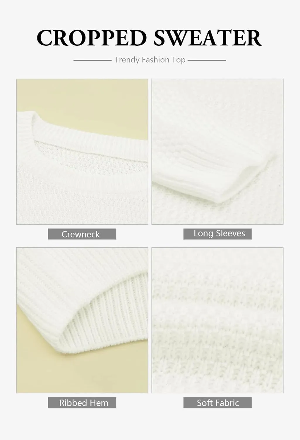 Pink Queen Crop Sweaters for Women Trendy Crew Neck Long Sleeve Fall Ribbed Pullover Cropped Knit Tops