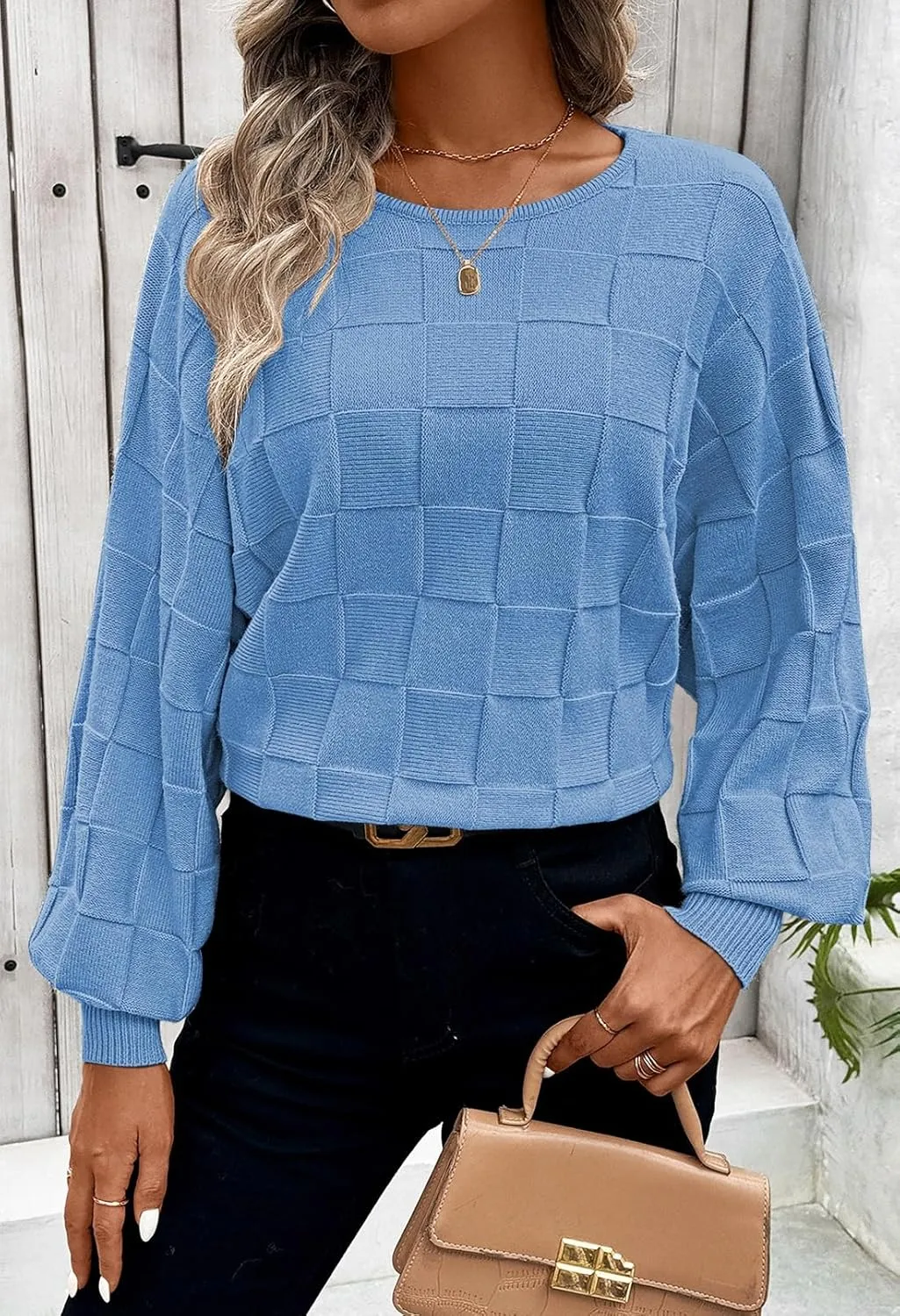 Pink Queen Women's Fall Sweaters 2024 Casual Long Batwing Sleeve Oversized Crewneck Pullover Winter Fashion Trendy Outfits