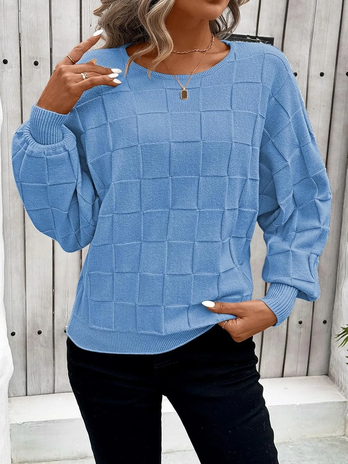 Pink Queen Women's Fall Sweaters 2024 Casual Long Batwing Sleeve Oversized Crewneck Pullover Winter Fashion Trendy Outfits
