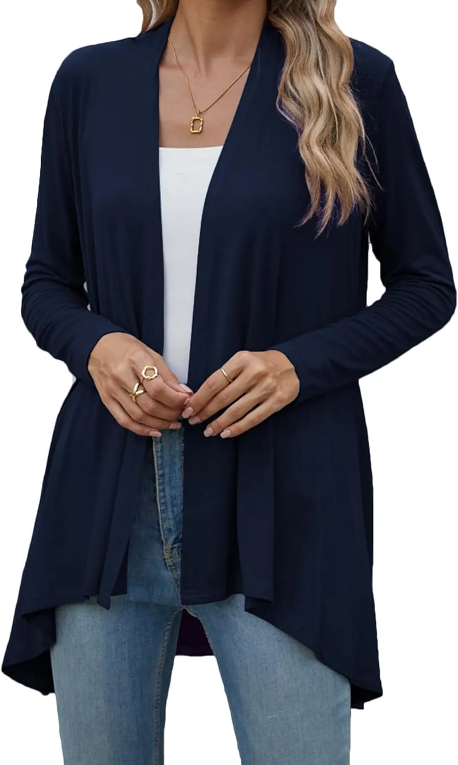 POGTMM Women's Open Front Casual Long Sleeve Lightweight Drape Cardigans Sweater Duster with Pockets (S-3XL)