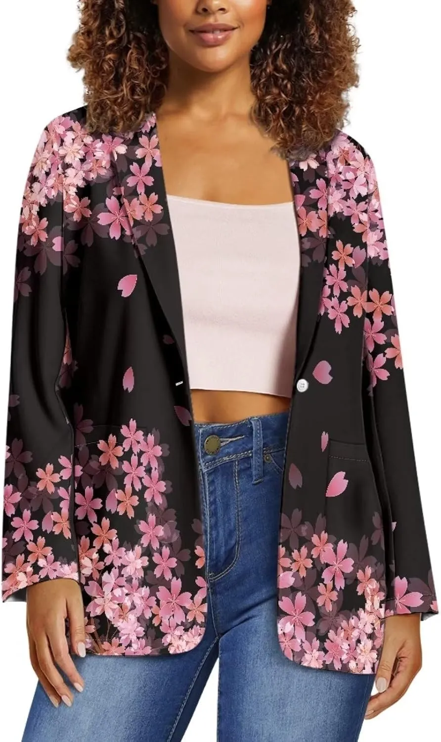 POLERO Womens Casual Blazers Long Sleeve Work Office Jacket with Pockets for Business