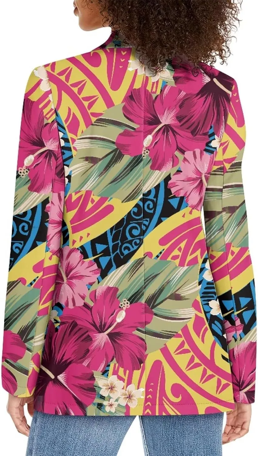Polynesian Style Prints Blazers for Women Polynesian Tropical Leaf Summer Dresses 2024 Long Sleeve Womens Blazer