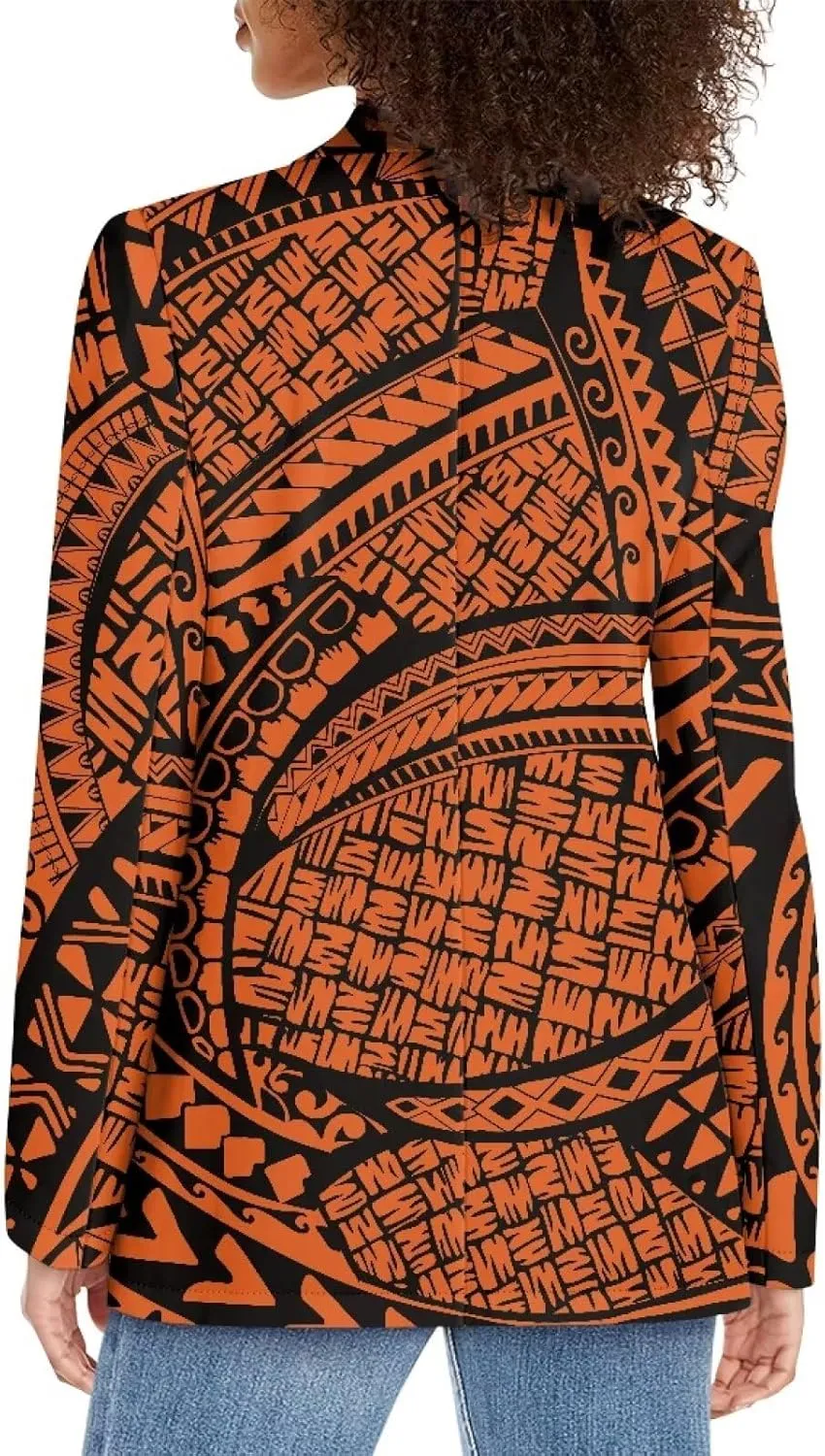 Polynesian Style Prints Blazers for Women Polynesian Tropical Leaf Summer Dresses 2024 Long Sleeve Womens Blazer