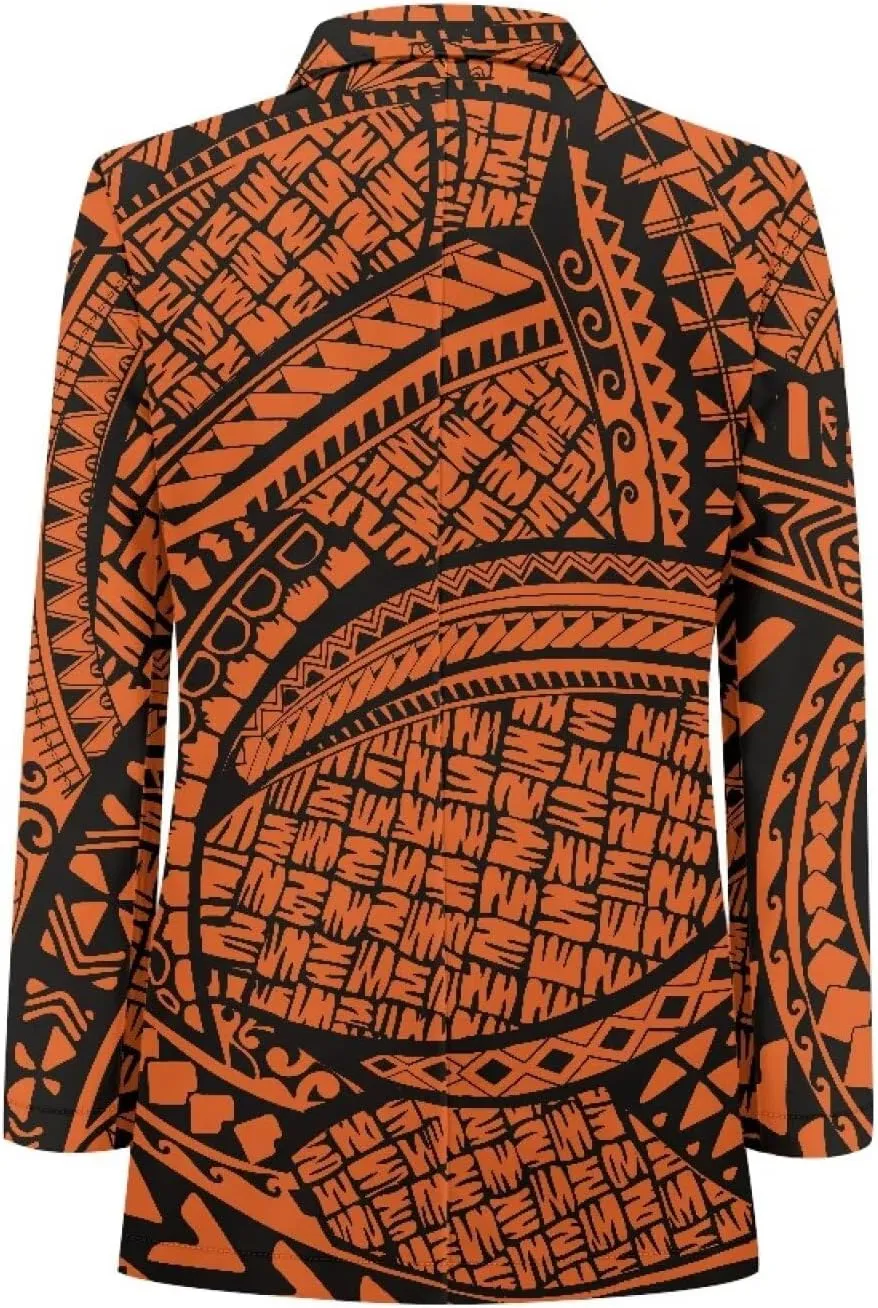 Polynesian Style Prints Blazers for Women Polynesian Tropical Leaf Summer Dresses 2024 Long Sleeve Womens Blazer