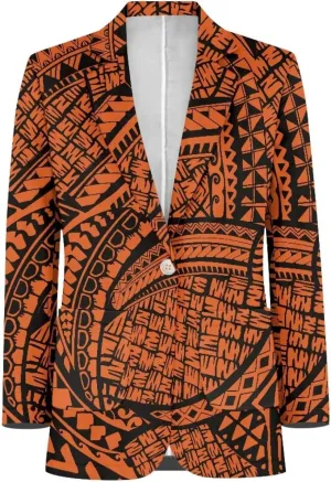 Polynesian Style Prints Blazers for Women Polynesian Tropical Leaf Summer Dresses 2024 Long Sleeve Womens Blazer
