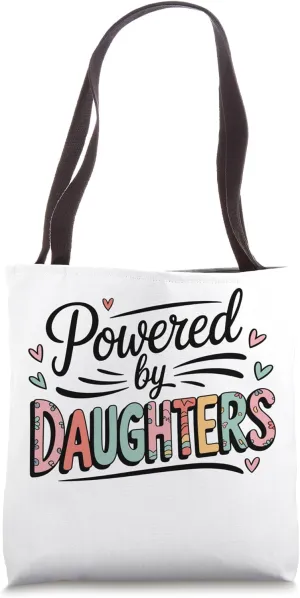 Powered By Daughters Cute Multicolor Heart Letter Design Tote Bag