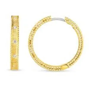 Princess 0.13ct Round Diamond Hoop Earrings in 18K Yellow Gold
