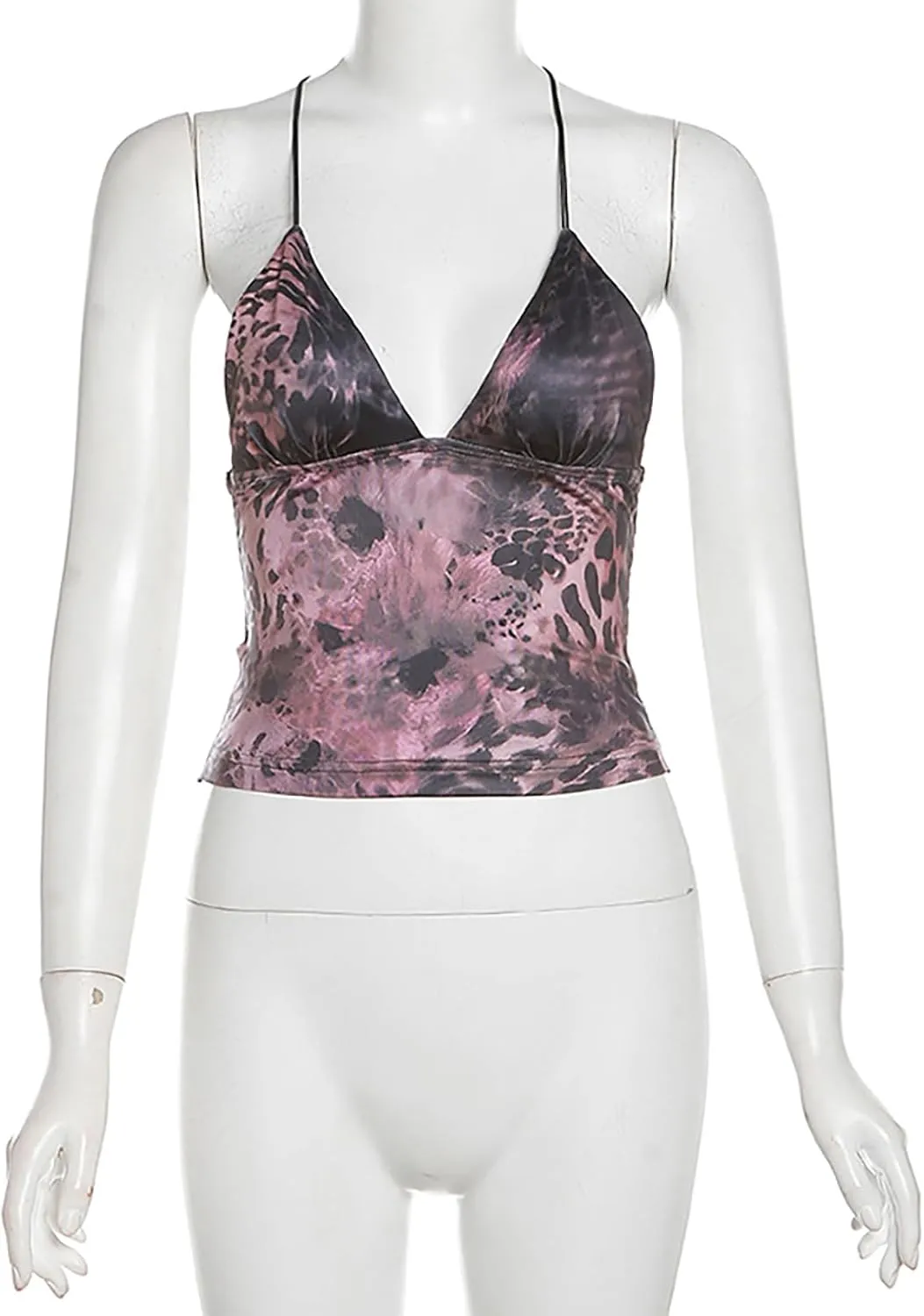 Printed Camisole Tank Tops for Women V Neck Spaghetti Strap Blouses Cross Back Sleeveless Cami Shirt Y2k Clothing