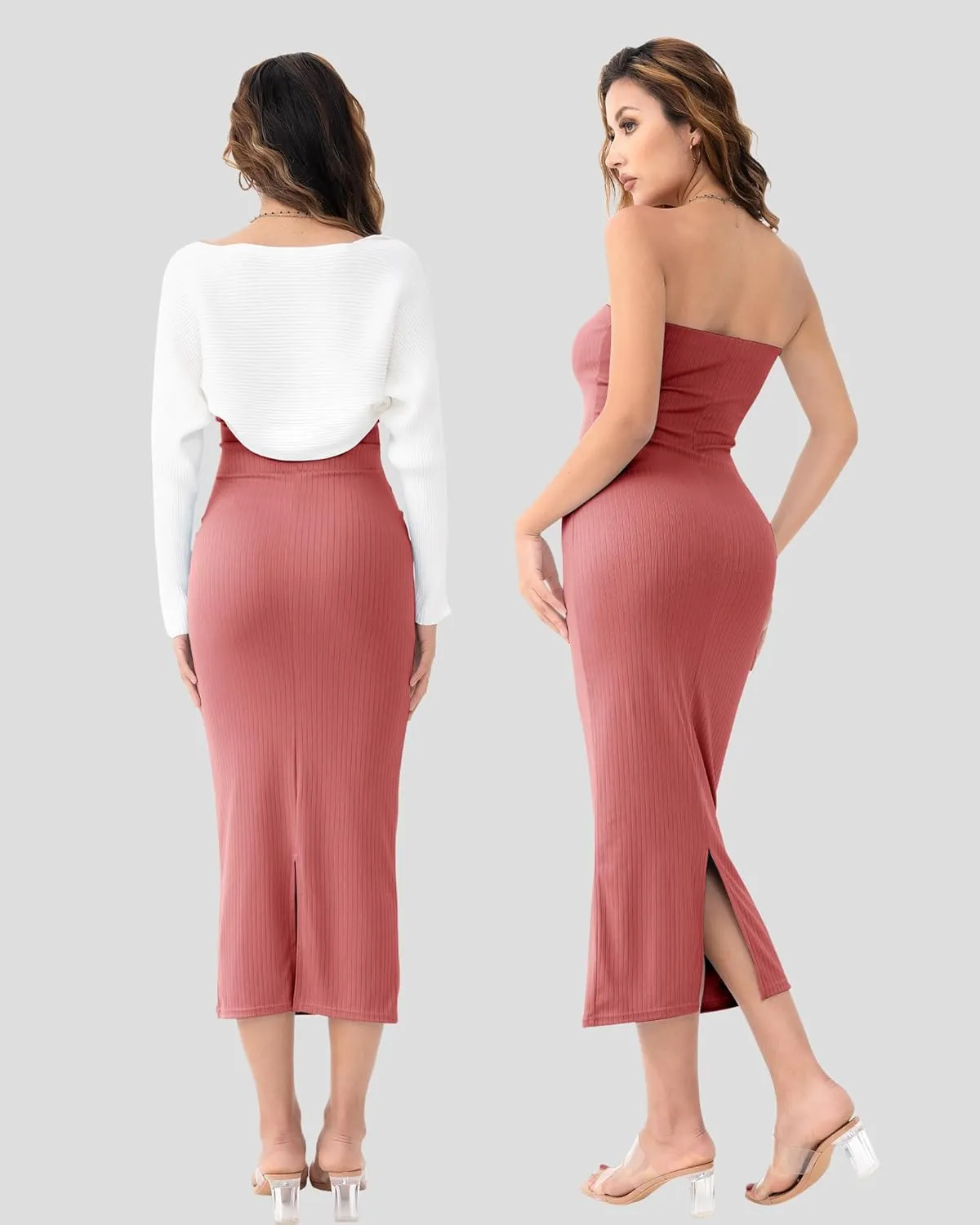 Rnxrbb 2 Piece Maternity Dress Shrug Cardigan Baby Shower Wedding Guest Bodycon Maternity Dresses Photoshoot Gender Reveal