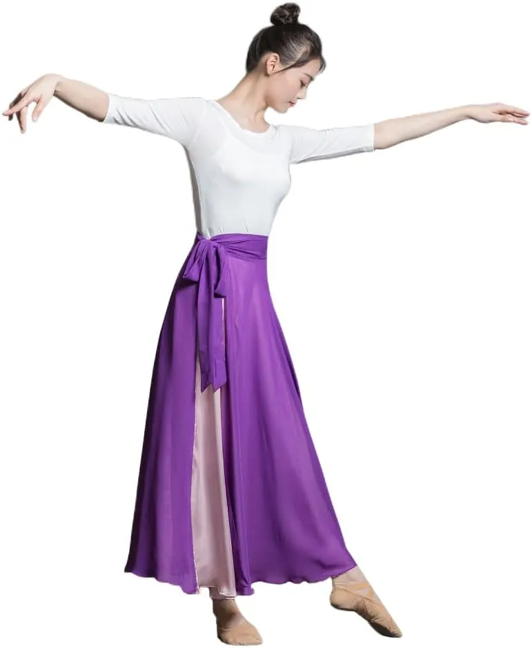 ROYAL SMEELA Women's Lyrical Dance Wrap Skirt - Flowy Maxi Skirts for Ballerina, Modern Contemporary Dance