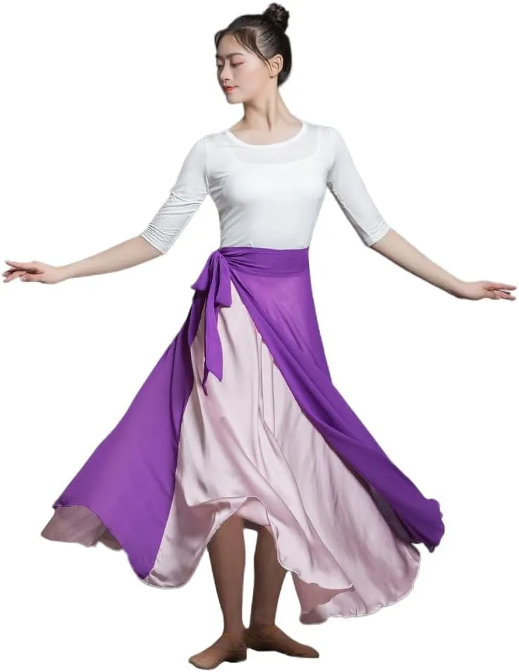 ROYAL SMEELA Women's Lyrical Dance Wrap Skirt - Flowy Maxi Skirts for Ballerina, Modern Contemporary Dance