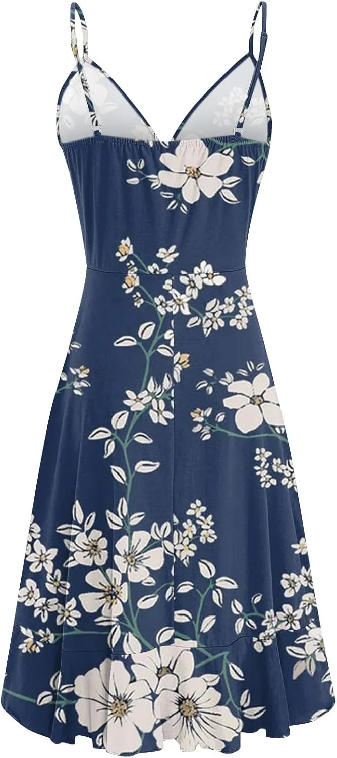 Ruffle Dress Women 2024 Summer Wrap V Neck Sleeveless Mini Dress Casual Flowy Swing Dress Sexy Beach Vacation Tank Sundresses