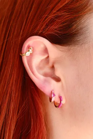 Sadie Enamel Sterling Silver Huggie Earrings