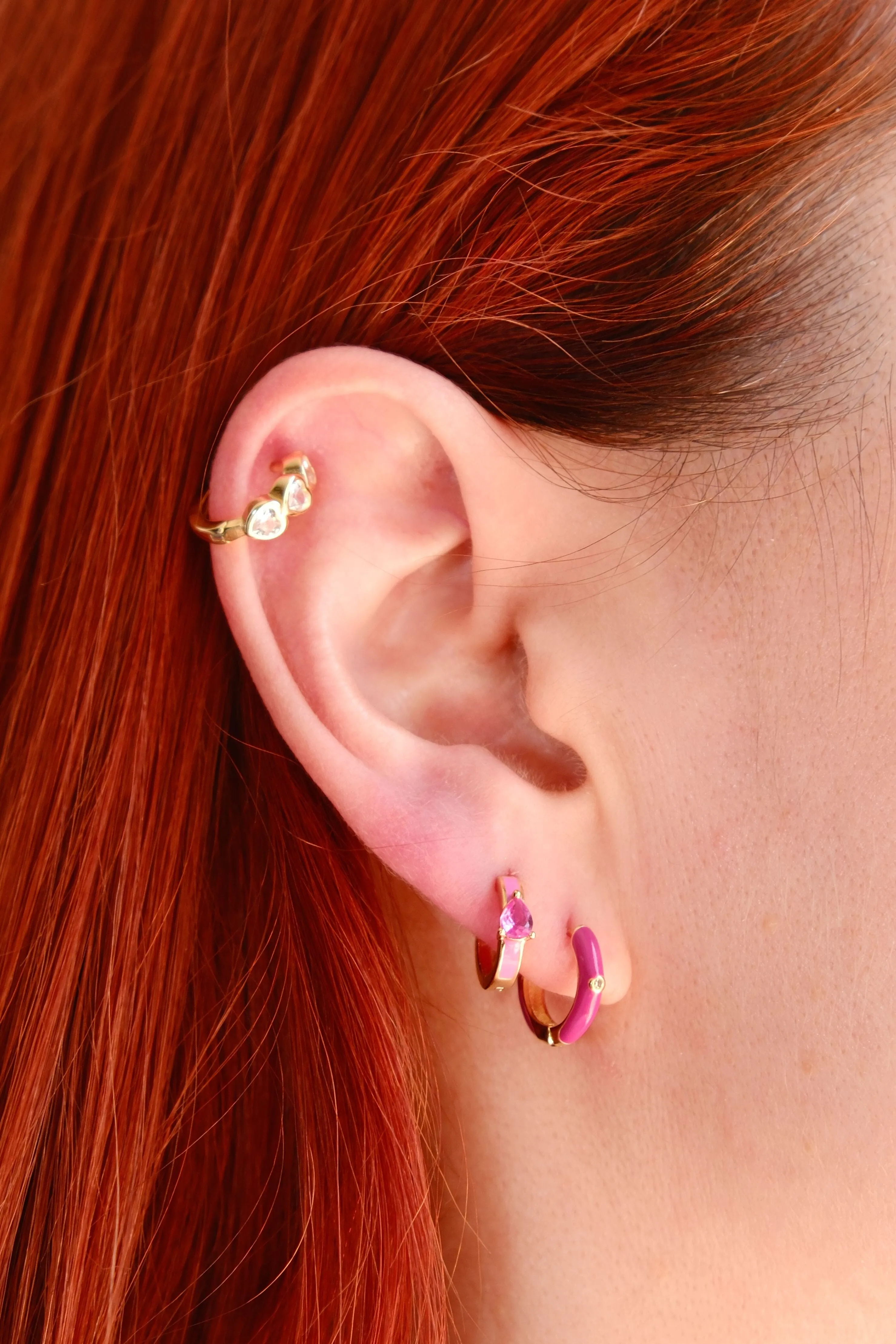 Sadie Enamel Sterling Silver Huggie Earrings