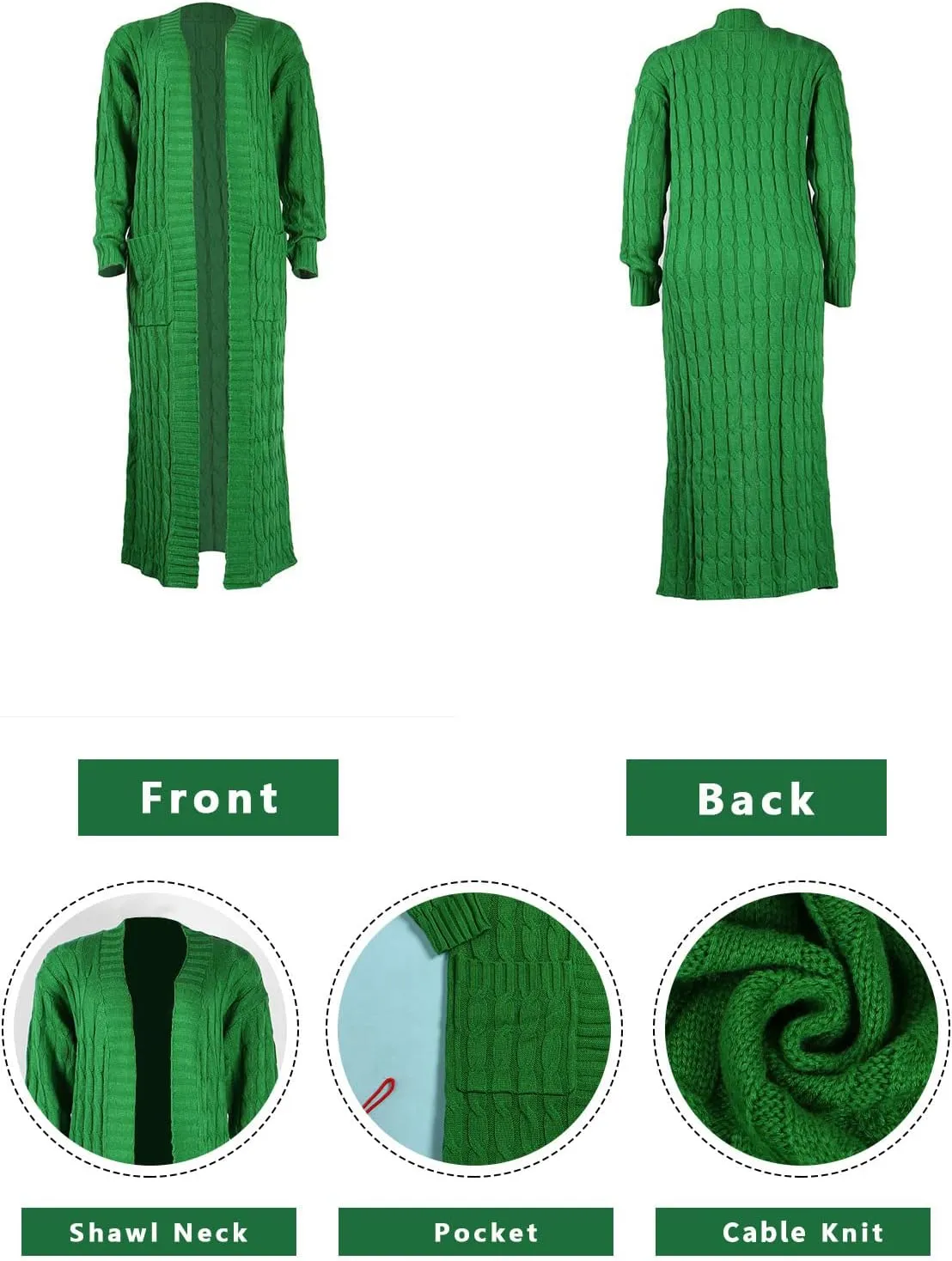 SHINFY Women Long Sleeve Open Front Knit Long Cardigan Casual Knitted Maxi Sweater Coat Outwear with Pockets