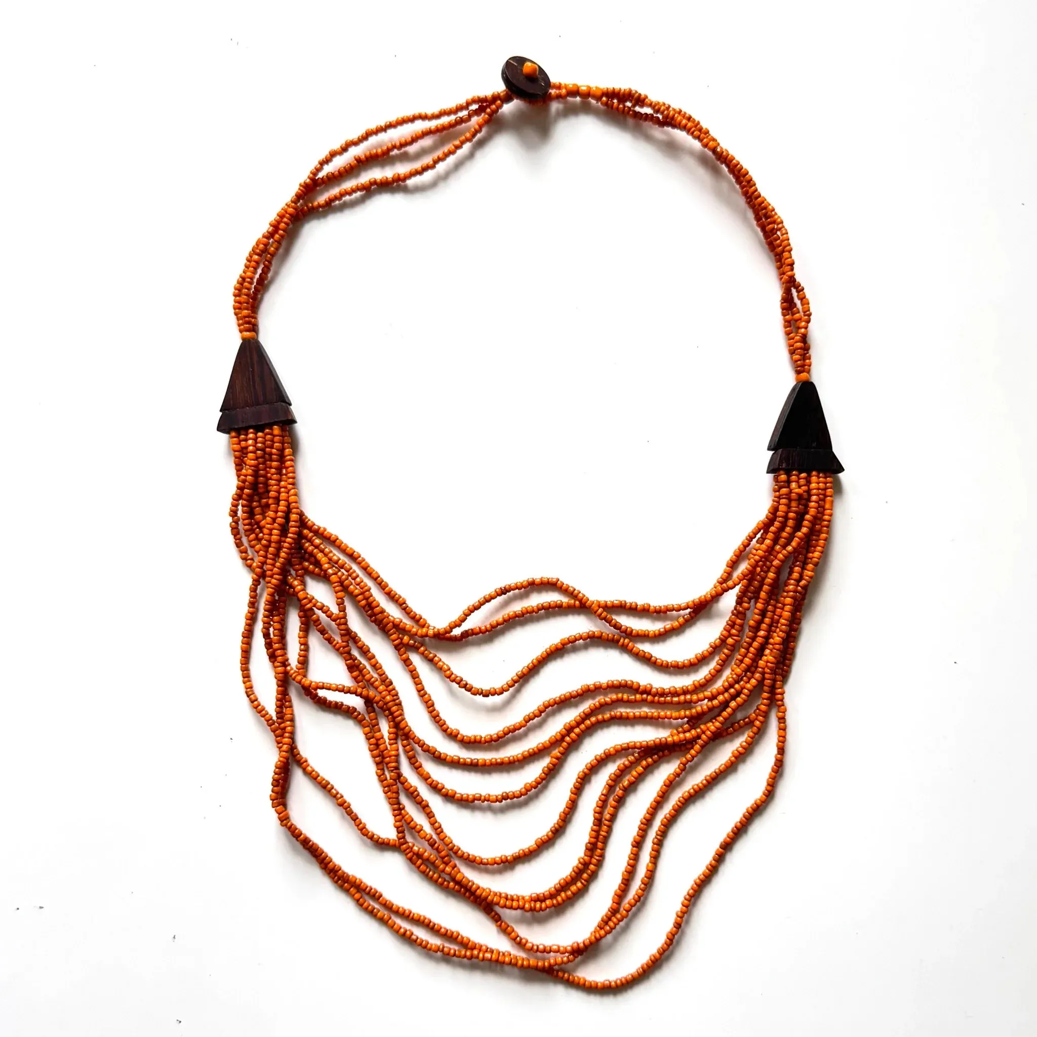 Short Multi Strand Necklace with Wood Detail