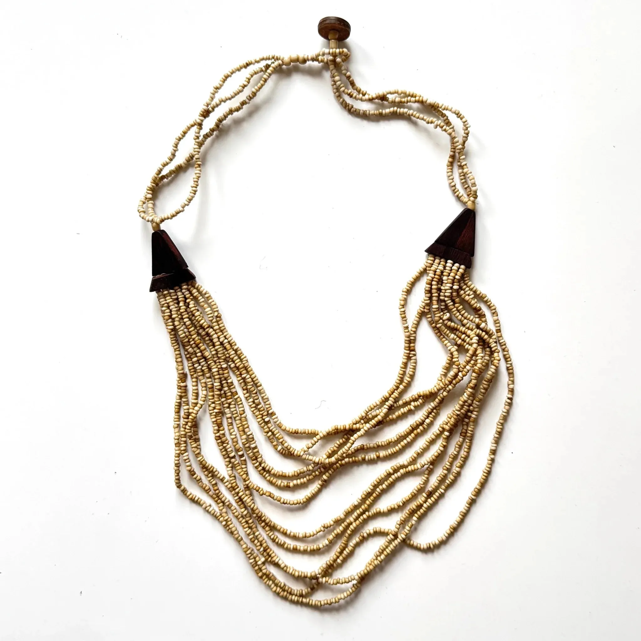 Short Multi Strand Necklace with Wood Detail