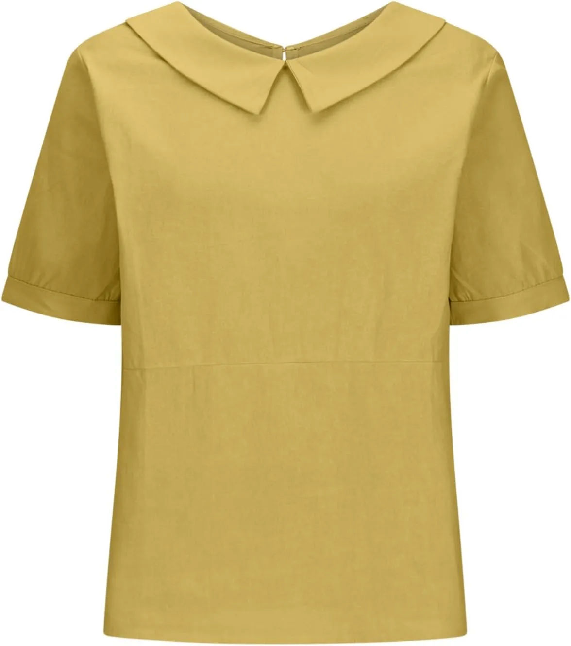 Short Sleeve Linen Tshirt for Women Peter Pan Collar Blouses Vintage Casual Loose Fit Cute Tops Summer Clothes 2025