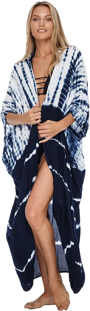 SHU-SHI Plus Size Kimono Cardigans for Women Tie Dye Swimsuit Oversized Beach Cover Ups