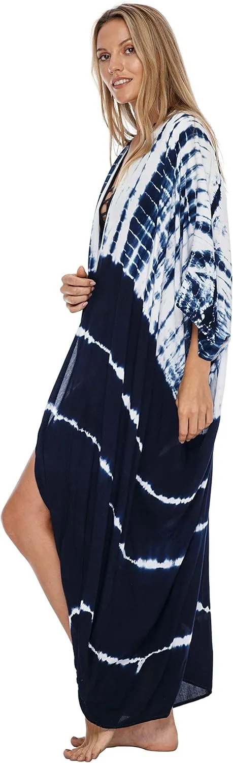 SHU-SHI Plus Size Kimono Cardigans for Women Tie Dye Swimsuit Oversized Beach Cover Ups