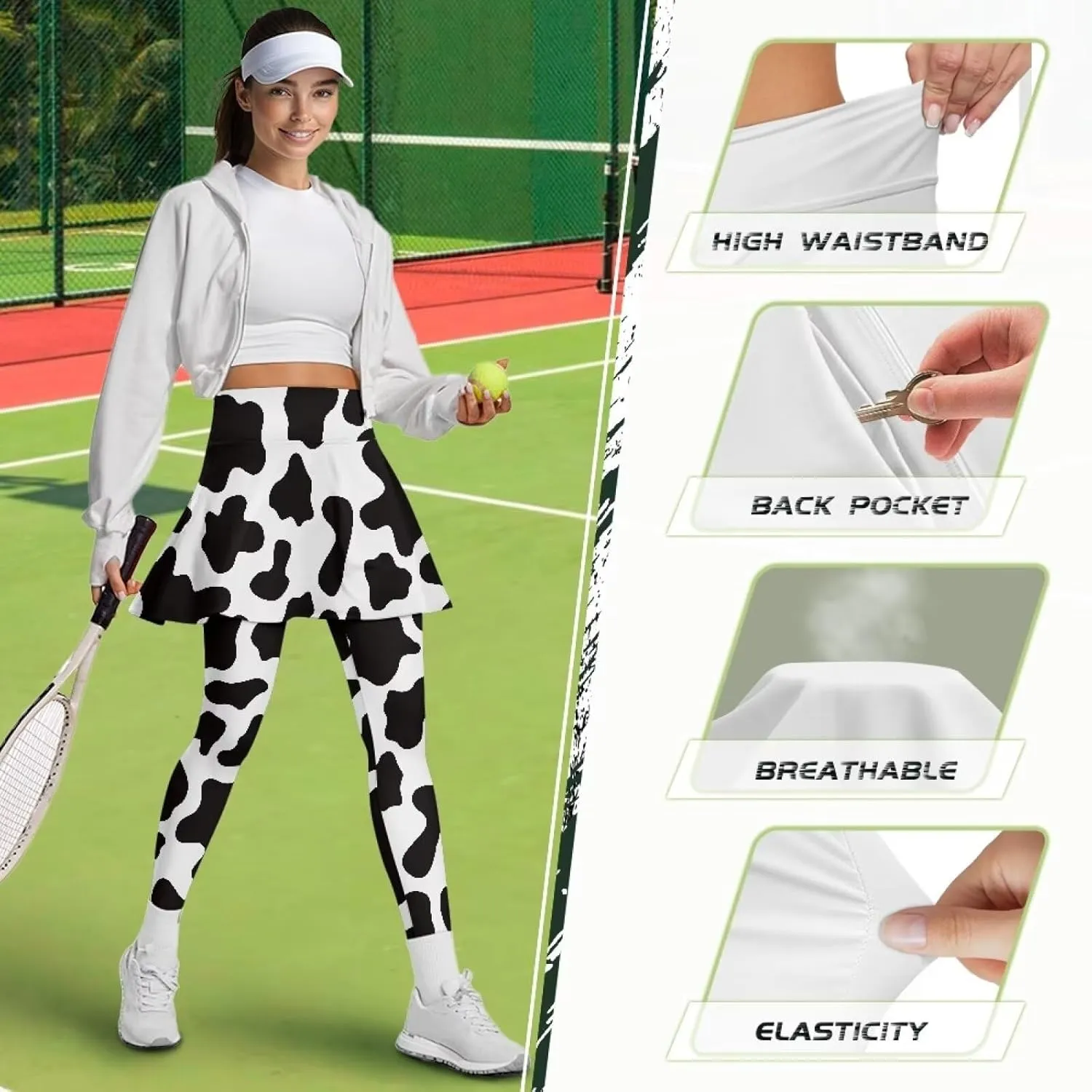 Skirted Leggings for Women with Pockets Tummy Control High Waist Workout Yoga Pants