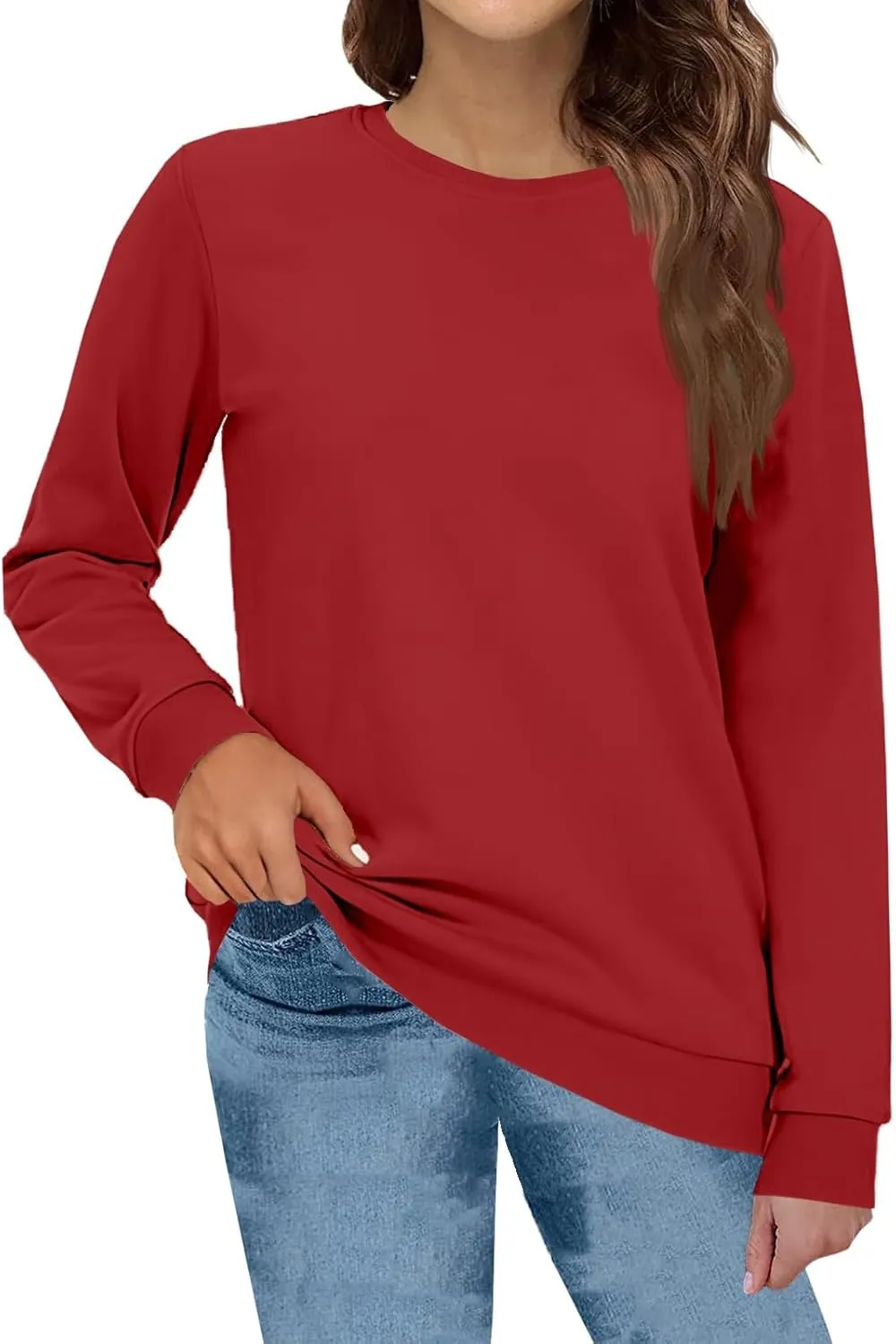 slqdgmryz Crew Neck Sweatshirts Women Preppy Fleece Y2k Hoodie Oversized Crewneck Sweatshirt Cute Winter Clothes Outfits