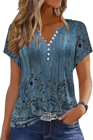 Soesdemo Womens Tshirts Short Rolled Sleeve Pleated Button Down V Neck Casual Dressy Summer Top Business Work Blouses Shirts