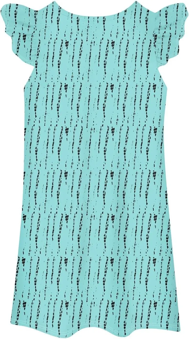 Summer Dresses for Women 2025 Boho Floral Print Solid Ruffle Sleeve Vacation Tank Sundress Crewneck T-Shirt Dress