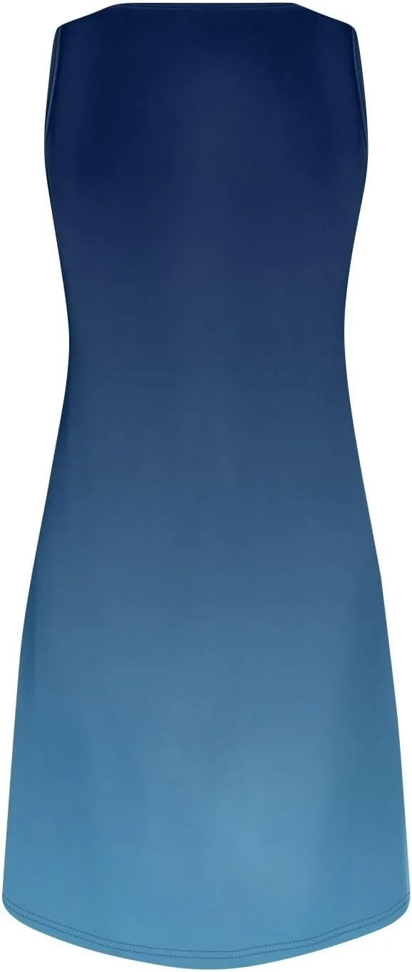 Summer Dresses for Women V-Neck Sundresses Sleeveless Loose Sleep Dress Beach Tank Dress Printed Casual T Shirt Dresses
